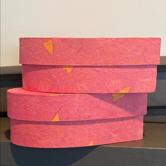 Set of 4 Pink Heart-Shaped Storage Boxes NWT Never Used - Picture 8 of 11
